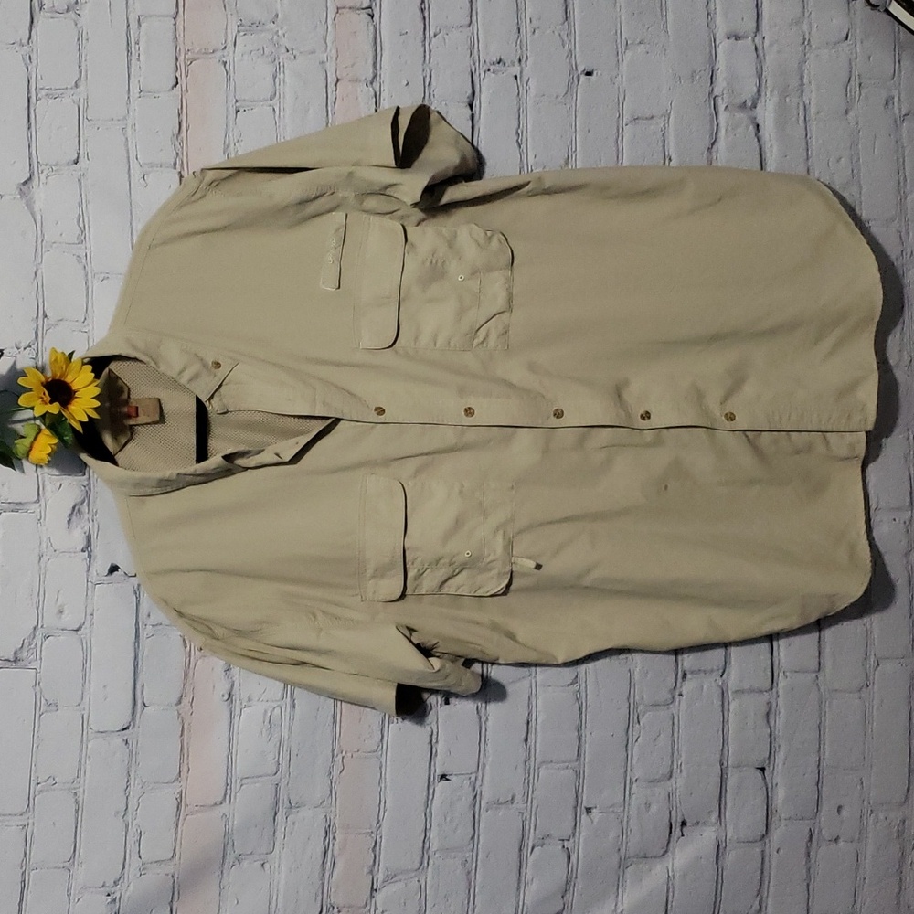 Redington short sleeve fishing shirt UPF 30 beige Sz Men XL